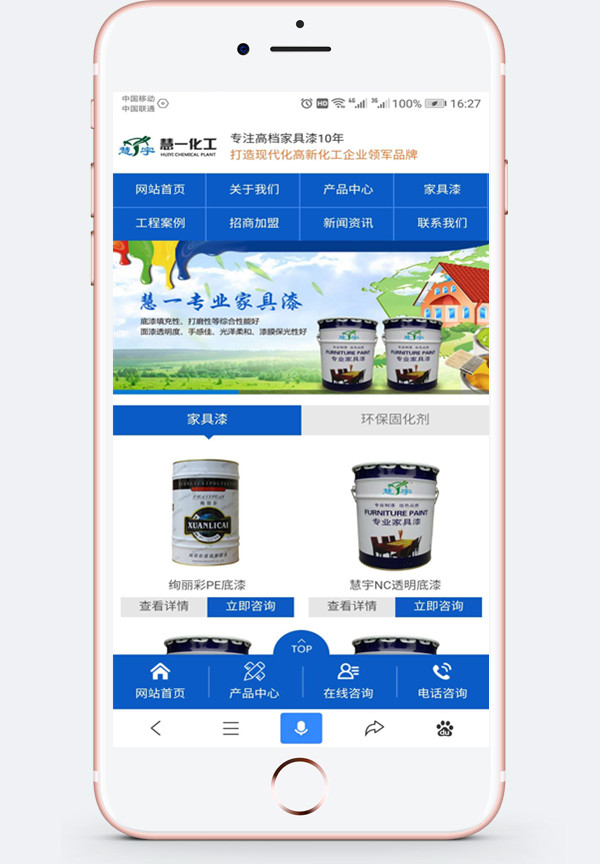 家具漆行業(yè)手機(jī)網(wǎng)站案例